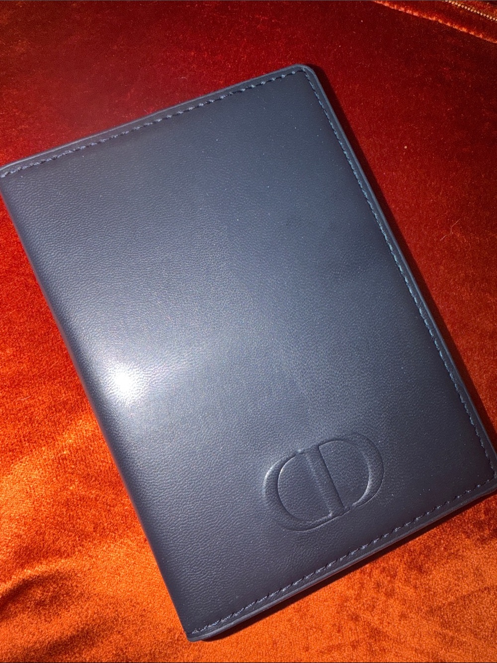 GWP DIOR UNISEX Leather Passport Holder - Navy